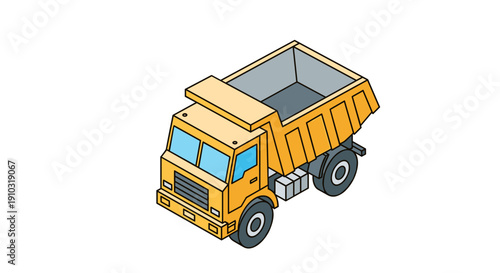Yellow Dump Truck Illustration Vehicle.