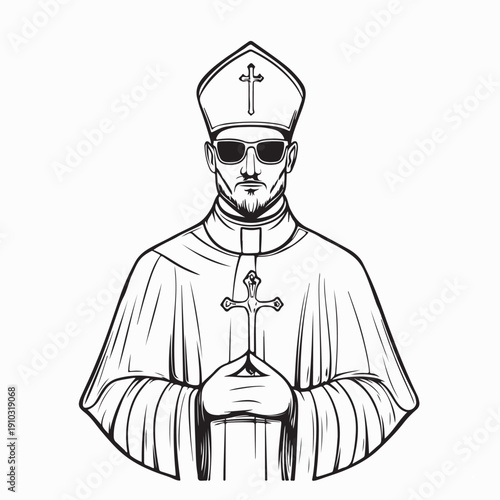 Priests Religious Leaders Catholic Church Image Vector on white Background