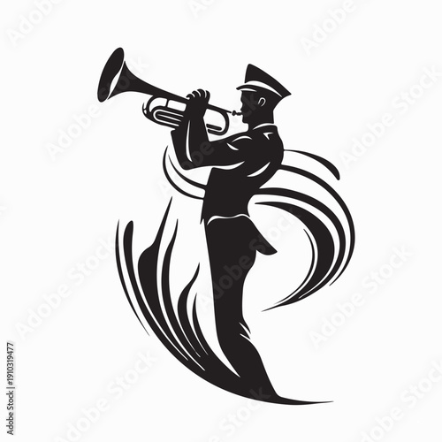 Marching Band Trumpet Design Logo Image on white background