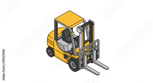 Yellow Forklift Truck with Forks and Canopy.