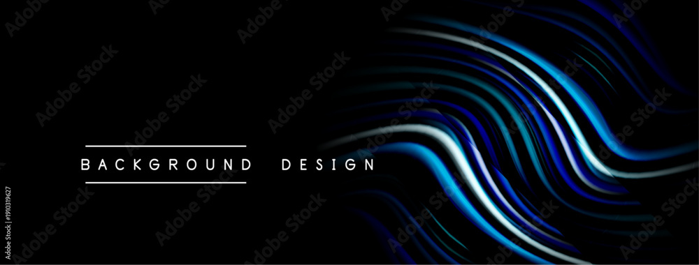 Obraz premium Abstract flowing lines create dynamic visual effect. Dark background emphasizes bright, curved shapes. Modern design element.