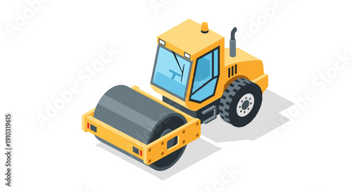 Yellow Road Roller Heavy Machinery Vehicle 1.
