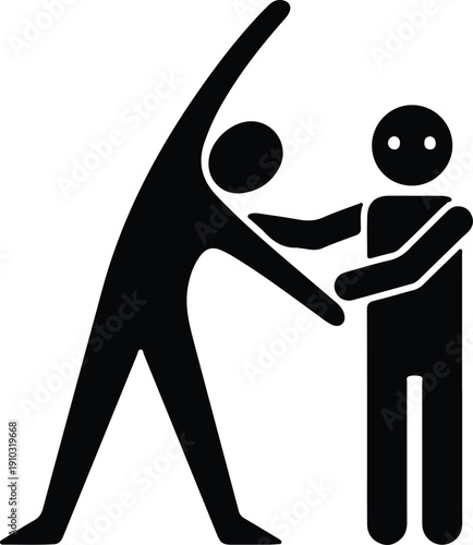 silhouette two people stretching fitness exercise health care sport vector design