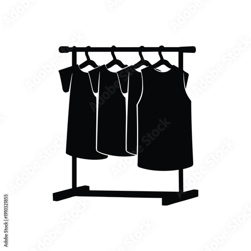 Clothing rack with sleeveless shirts hanging