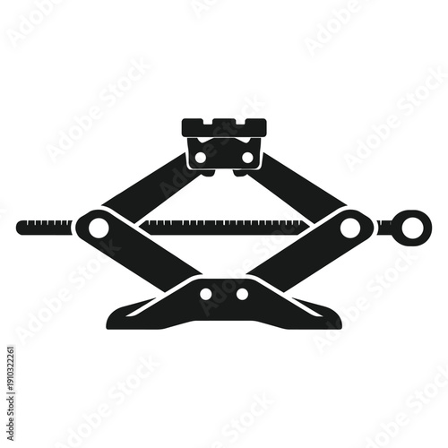Car scissor jack lifting vehicle black silhouette