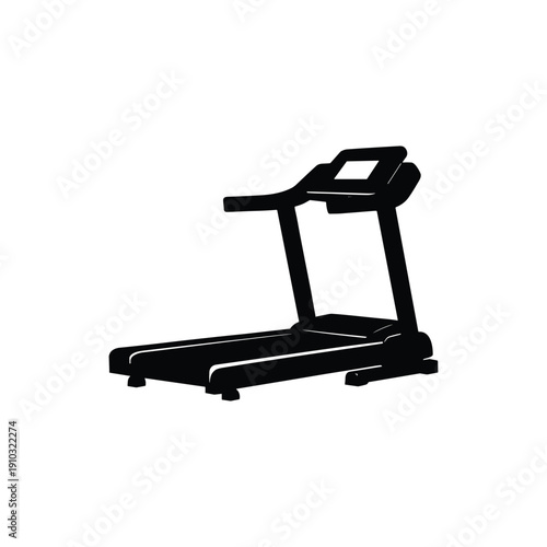 Black silhouette treadmill exercise machine