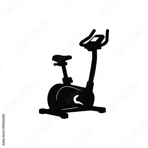 Stationary exercise bike silhouette on white