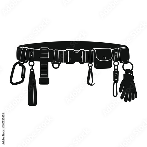 Utility belt with tools and accessories silhouette