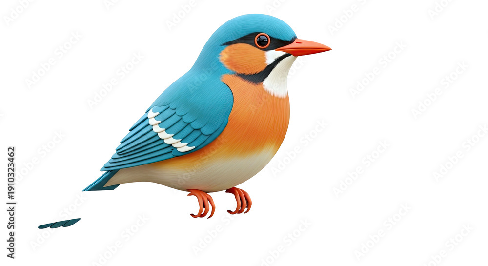 Obraz premium Stylized 3D Kingfisher Bird