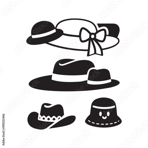  Hand Drawn Kawaii Winter Beanie and Elegant Fashion Hat Doodles for Kids.