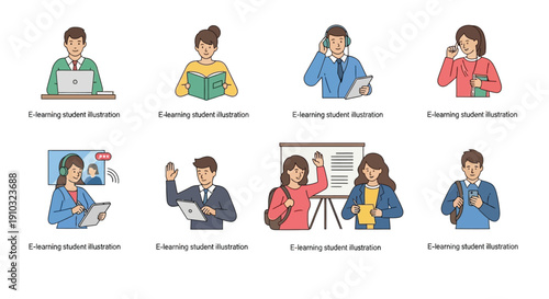 Diverse students engaged in various e learning and classroom activities