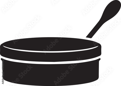 Luxury Caviar Tin and Spoon Silhouettes in Elegant Side Profile