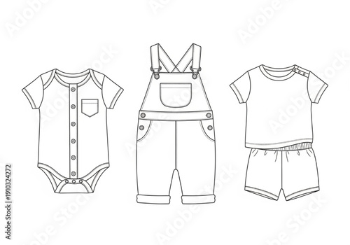 Flat Vector Quarter Zip Sweatshirt Technical Drawing, Unisex Pullover Mockup Template with Ribbed Collar Cuffs and Hem, Fashion CAD Apparel Illustration