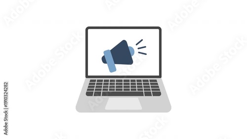 Digital marketing promotion laptop animation concept