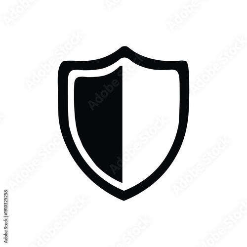 Black and white shield with double outline double border