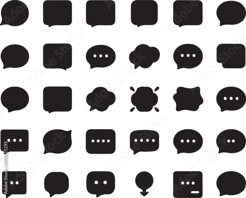 Messaging Icons: A collection of various communication icons, each subtly unique in shape, represents the diversity of digital dialogue and thought exchange.