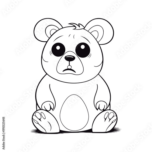 Cute Cartoon baby Giant Panda kawai outlined for coloring book isolated on a white background.