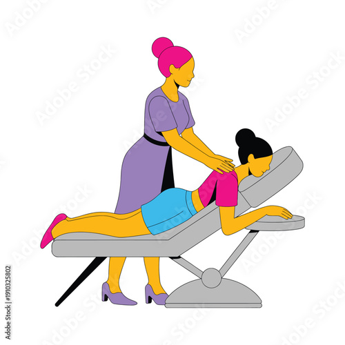 A skilled massage therapist giving a relaxing massage to a client lying on a comfortable massage table