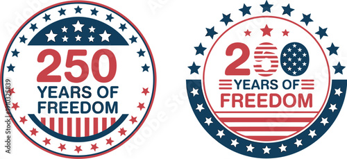 America 250 freedom emblem illustration, patriotic anniversary artwork, commemorative badge design, US history vector composition, national pride symbol, milestone concept
