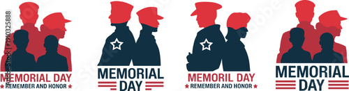 Memorial Day military silhouette illustration, patriotic remembrance artwork, soldier tribute design, US honor vector composition, national pride symbol, commemorative concept