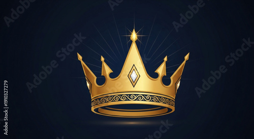 Golden crown with ornate details and diamond shape on dark background luxury royalty symbol regal monarchy emblem majestic sovereignty icon