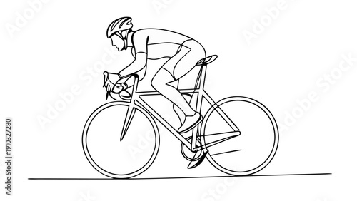Minimalist Cyclist Line Art Olympic Cycling Sports Illustration