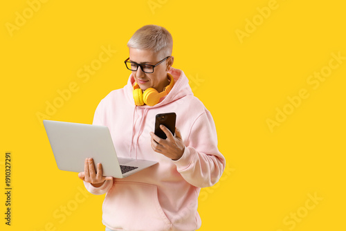 Female programmer with lapt...