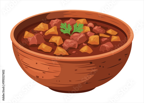 Peruvian Seco de Carne Beef Stew Flat Vector Illustration