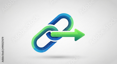 Wallpaper Mural Interconnected chain link with green arrow symbolizing connection progress and forward movement in a modern minimalist 3d illustration style Torontodigital.ca