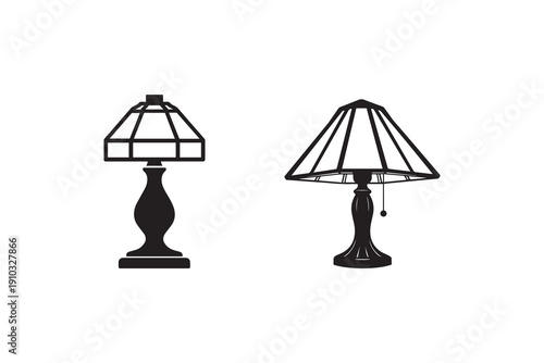 Stylish table lamp silhouette with white background