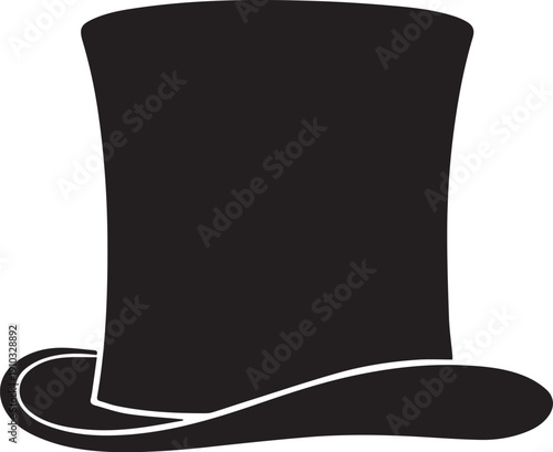Tall Victorian Top Hat Silhouettes with Formal Stiff Brim
