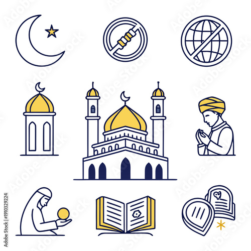 Curated vector icon set blending spiritual insights, intellectual growth, and natural elements, offering a harmonious visual language for various design applications