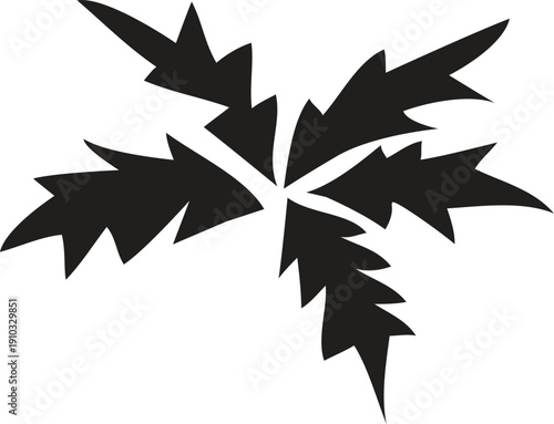 Summer palm leaf vector green plant, exotic nature set isolated on white background. Jungle illustration