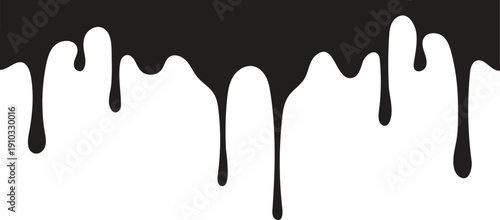 Paint dripping. Dripping liquid. Paint flows. Current paint, stains. Current drops. Current inks. Vector illustration. Flowing liquid. Stencil drops. Paint splatter. Molten. 