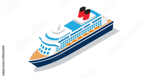 Isometric Cruise Ship Illustration with Detailed Design.