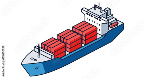 Large Cargo Ship with Red Containers.
