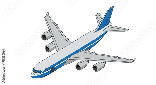 Large Commercial Airplane with Blue Accents.