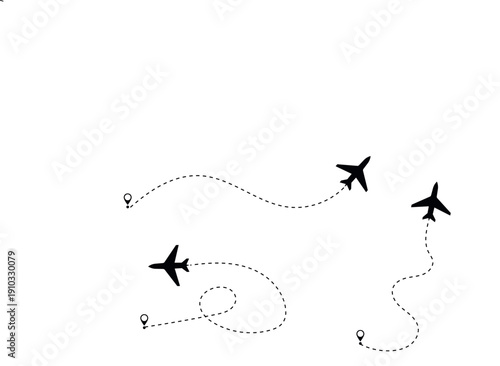 Airplane travel track,Airplane Route Dotted Line Path Global Travel Vector Icon