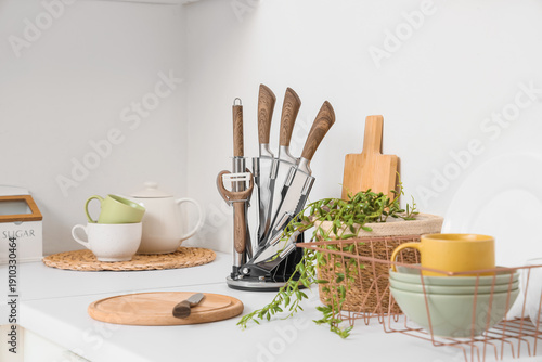 Set of knives with plant an...