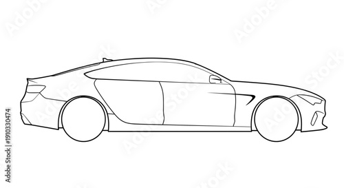 Luxury Sports Car Side View Illustration.