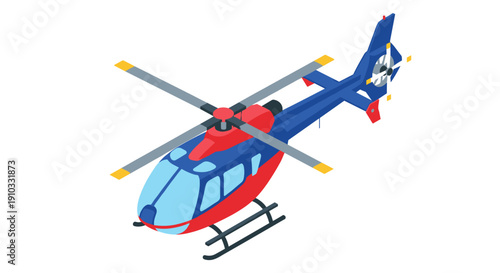 Red and Blue Helicopter Illustration.