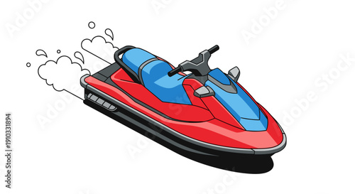 Red and Blue Jet Ski Illustration.