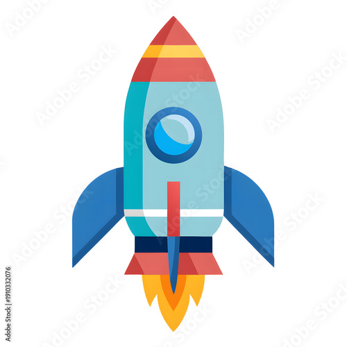 cartoon rocket isolated on white