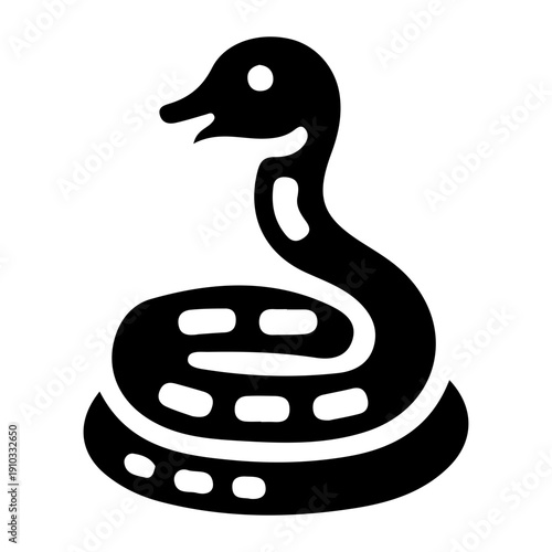 Coiled Snake Silhouette Vector Icon
