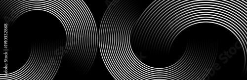 Abstract background with geometric circular line patterns. featuring layered teal and dark blue circular shapes with smooth gradients. glowing light circles, smooth transitions Suit for banner