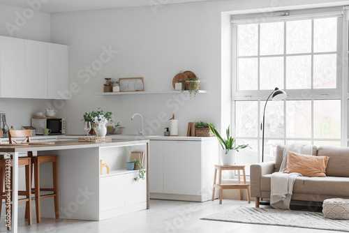Interior of kitchen with co...