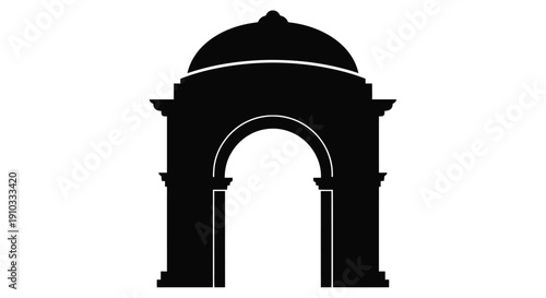 Silhouette of an arched doorway with a dome minimalist black design