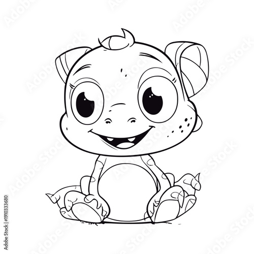 Coloring book for children baby Caiman kawai vector illustration isolated on a white background.