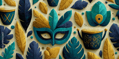 Colorful butterfly mask with intricate patterns and vibrant hues.brazil carnival 2026