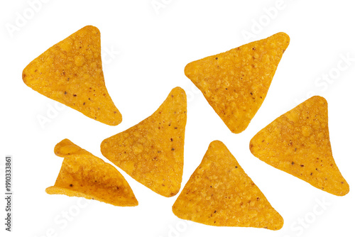 Cheese-flavored triangular crispy snack in hand, against a transparent background.